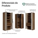 Ver imagem 3 de Guarda Roupa de Canto Neo 6 Portas de Bater 4 Gavetas MDP Rustic-Crema Madesa 350cm