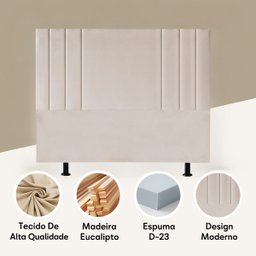 Cabeceira 140 Cm Linho Casal Frame Estofada Cama Box Moderna:preto - 4
