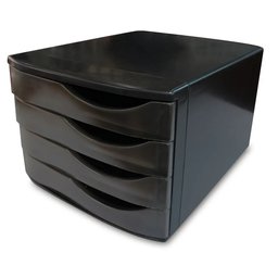 Gaveteiro Caixa Arquivo Organizador Escritório 4 Gavetas para Folhas Ofício A4 A5 Preto / Fumê - 2