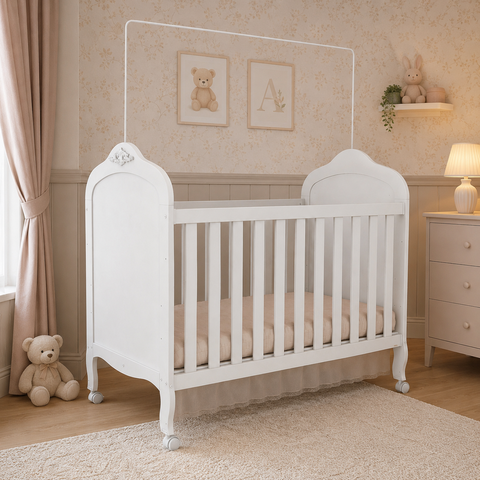 Berço Peroba Elô Americano Branco 100% MDF 2 em 1 Infantil