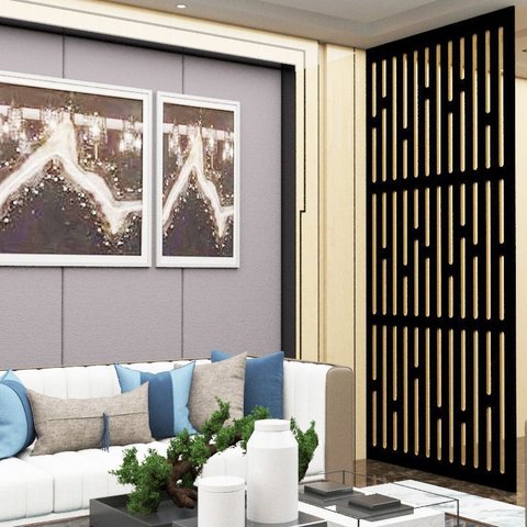 Painel Vazado Divisória Mdf London Preto - 0,60x2,60m
