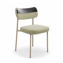 Ver imagem 3 de Kit 8 Cadeiras Sala de Jantar Lisa Pés Champanhe Linho/PU Bege/Preto m² - Monari Design
