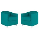 Ver imagem 2 de Kit 2 Poltrona Decorativa para Sala, Escritorio, Recepção Tila Suede Azul Turquesa
