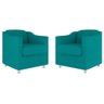 Kit 2 Poltrona Decorativa para Sala, Escritorio, Recepção Tila Suede Azul Turquesa - 2