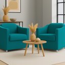 Ver imagem 1 de Kit 2 Poltrona Decorativa para Sala, Escritorio, Recepção Tila Suede Azul Turquesa
