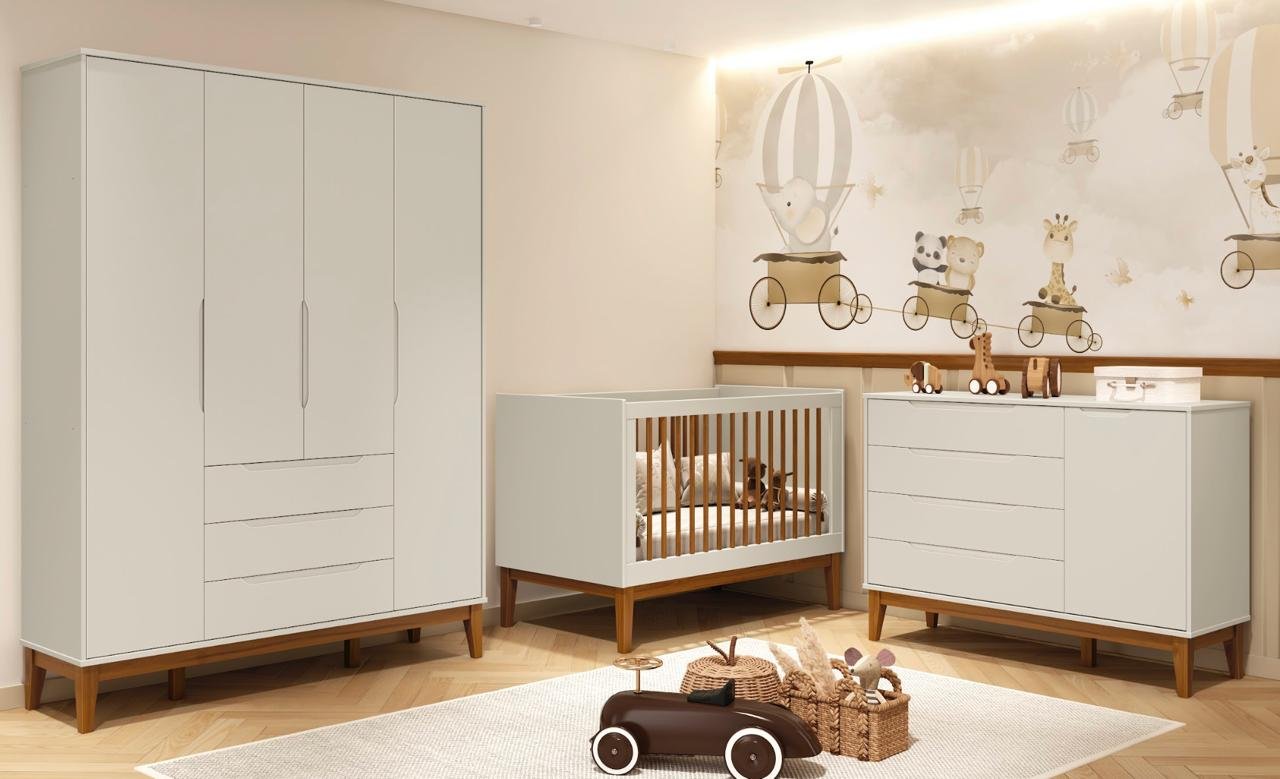 Quarto de Bebê Wood Elfe Classic Pés Madeira - Móveis Reller