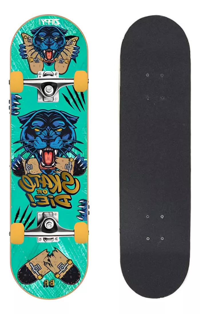 Skate Iniciante Semi Profissional Infantil Zippy Toys Shape Estampado Tigre Skateboard Radical - 2