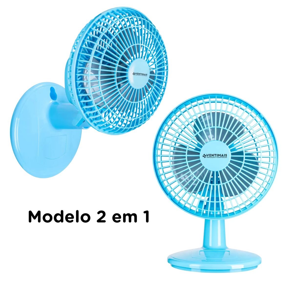 Mini Ventilador Turbo Ventimais 3 Pás 20cm Azul/prata 2 Velocidades 220v - 5