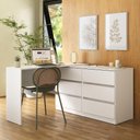 Ver imagem 1 de Escrivaninha em L 120cm C/ 6 Gavetas Flex Multimóveis Mp6030 Branco