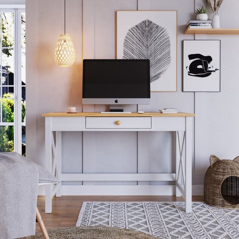 Escrivaninha Mesa Escritório com Gaveta Madeira Maciça Vanilla Yescasa