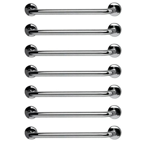 Barra de Apoio 60cm Aço Inox Kit 7 Unidades Banheiro Box Acessibilidade Gestante Idoso Segurança Sup