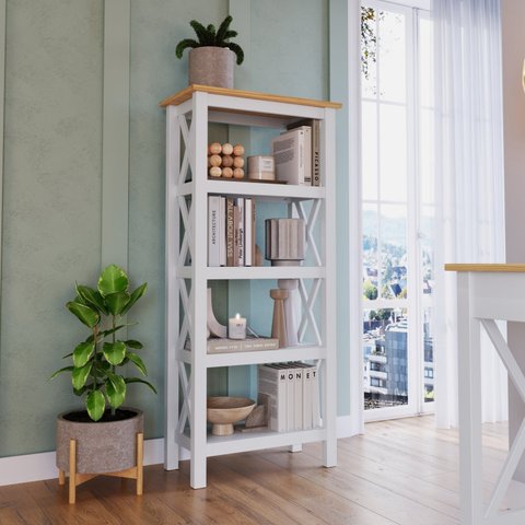 Estante para Livros 4 Prateleiras Madeira Maciça 138cmx62cm Vanilla Yescasa