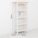 Ver imagem 4 de Estante de Livros 4 Prateleiras Madeira Maciça Branco 138x62cm Vanilla Yescasa
