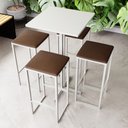 Ver imagem 1 de Conjunto Mesa Alta Bar Bistrô Quadrada Branca 4 Bancos Estofado Don Castro Decor