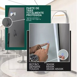 Espelho Jateado com Led Grande Corpo Inteiro com Moldura com Suporte de Chão 170x70cm Luxo Bronze - 4