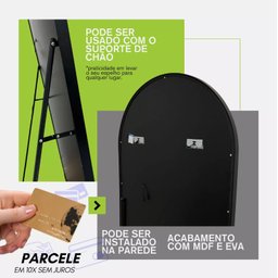Espelho Jateado com Led Grande Corpo Inteiro com Moldura com Suporte de Chão 170x70cm Luxo Bronze - 5