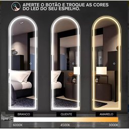 Espelho Jateado com Led Grande Corpo Inteiro com Moldura com Suporte de Chão 170x70cm Luxo Bronze - 2
