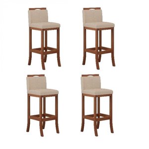 Conjunto 4 Banquetas Alta em Madeira Maciça Londres 