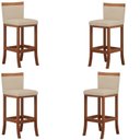 Ver imagem 1 de Conjunto 4 Banquetas Alta em Madeira Maciça Paris CCS Interiores Marrom/Bege