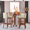 Ver imagem 2 de Conjunto 4 Banquetas Alta em Madeira Maciça Paris CCS Interiores Marrom/Bege