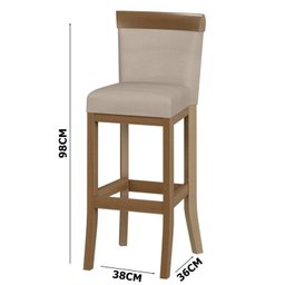 Conjunto 4 Banquetas Alta em Madeira Maciça Paris CCS Interiores Marrom/Bege - 3 Conjunto 4 Banquetas Alta em Madeira Maciça Paris CCS Interiores Marrom/Bege - 3
