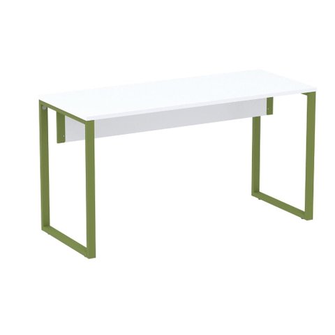 Mesa Escritório P25 Tub Pandin 120 Cm (larg) Tampo Mdp Branco Pé Aço Tubular Verde Mirô