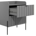 Ver imagem 5 de Mesa de Cabeceira Moderna Gavetas Madeira Mdf Moriah 45cm Cinza Pés e Puxadores Industrial Preto