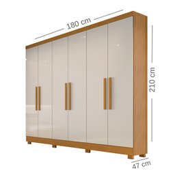 Guarda Roupa Casal 6 Portas Sergipe - Bianchi Móveis - Nature/off White - 3