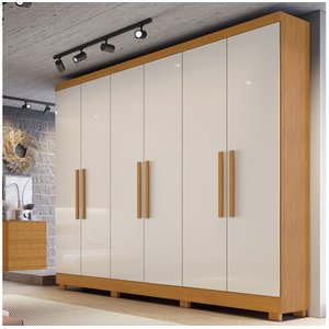 Guarda Roupa Casal 6 Portas Sergipe - Bianchi Móveis - Nature/off White