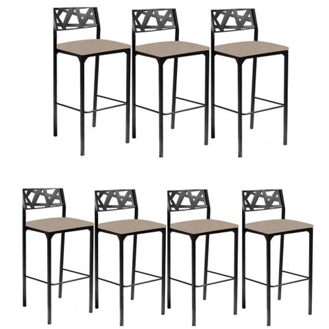 Kit 7 Banquetas Eliza Gourmet Suede Bege-gat Magazine