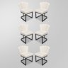 Kit 06 Cadeira Flor Mesa de Jantar Linho - Base Ferro Preto - Bege - 1