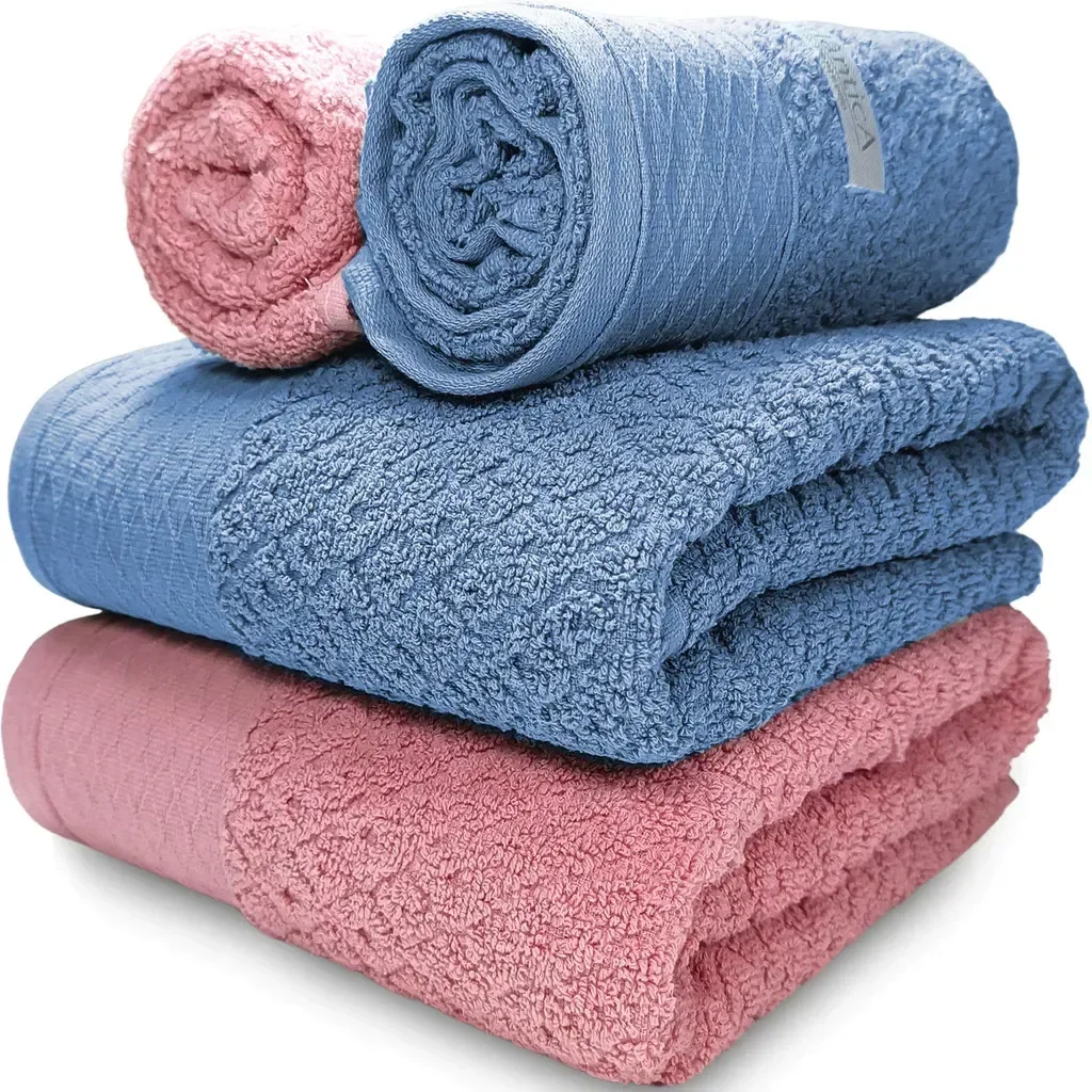 Kit 2 Toalhas de Banho + 2 Toalhas de Rosto Capri Atlântica Gigante 100% Algodão Banhão Cor:rosa Rom