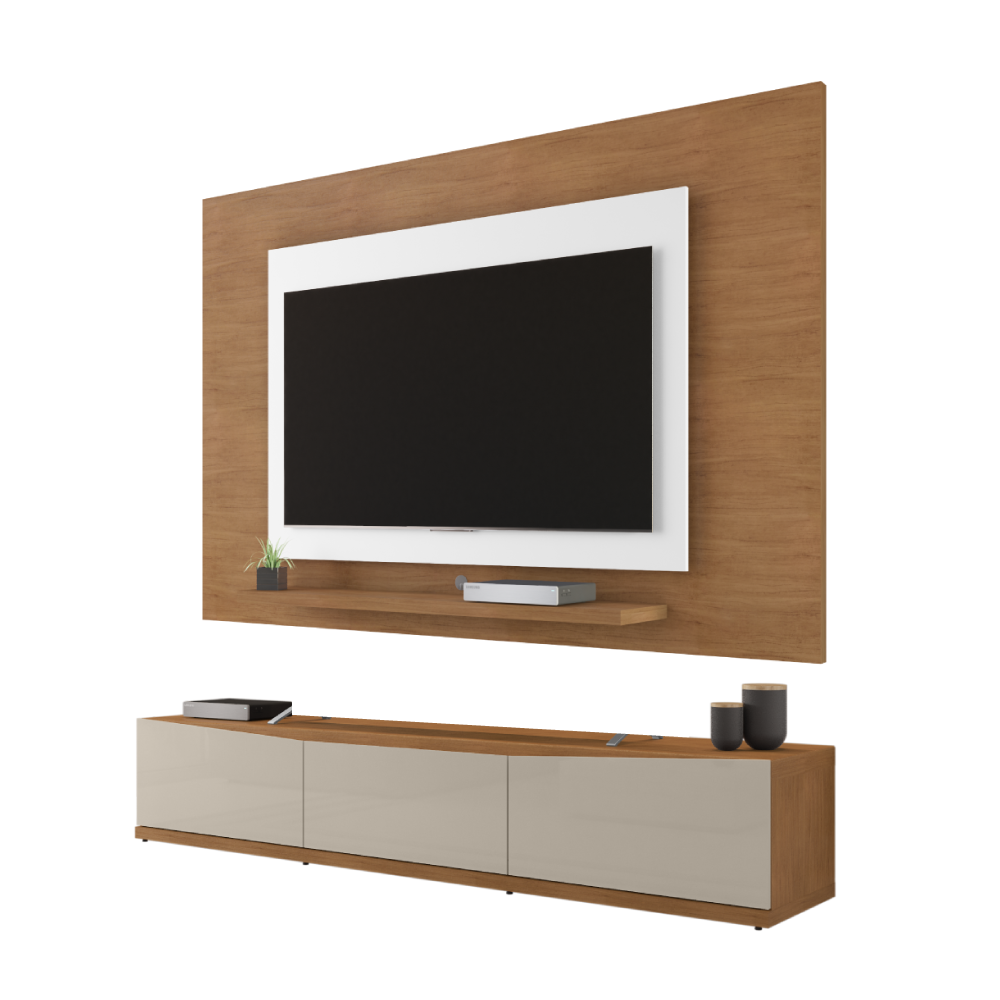 Conjunto Rack e Painel 60 Polegadas Chester Cedro Off White ...