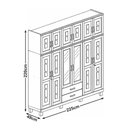 Ver imagem 2 de Guarda Roupa Madeira Maciça 1242c Cobre 12 Portas com Aplique Espelho e 2 Gavetas Castanho Finestra