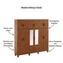 Ver imagem 4 de Guarda Roupa Madeira Maciça 1242c Cobre 12 Portas com Aplique Espelho e 2 Gavetas Castanho Finestra
