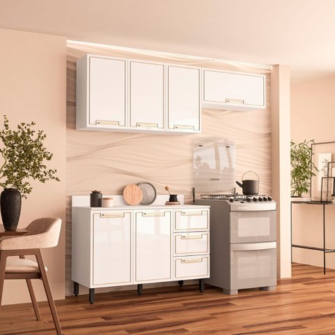 Cozinha Compacta 250087 3 Peças Amara Branco Politorno Móveis