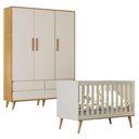 Ver imagem 1 de Berço Americano Ludmila e Guarda Roupa Infantil Lorena 3 Portas Off White Bétula - Carolina Baby