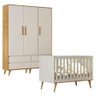 Berço Americano Ludmila e Guarda Roupa Infantil Lorena 3 Portas Off White Bétula - Carolina Baby - 1