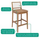 Ver imagem 4 de Kit 2 Banquetas Alta com Encosto Marcela Madeira Maciça Tauari Corino Kaki Natuem