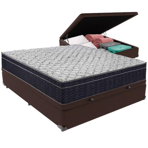 Cama Box Baú e Colchão Airtech 150 Espuma D45 Viúvo Ortobom Viúvo Marrom