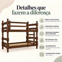 Ver imagem 3 de Beliche Madeira Maciça - Vira 2 Camas - com Colchões Inclusos Multimóveis CR35688 Imbuia