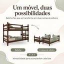 Ver imagem 6 de Beliche Madeira Maciça - Vira 2 Camas - com Colchões Inclusos Multimóveis CR35688 Imbuia