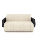 Ver imagem 5 de Sofá Decorativo Living Sala de Estar Bornéu 168cm Pés de Madeira Pu/linho Preto/off White G33 - Gran
