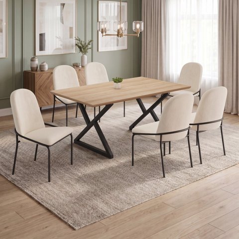 Conjunto para Sala de Jantar Mesa Império 120x90 com 6 Cadeiras Rubi