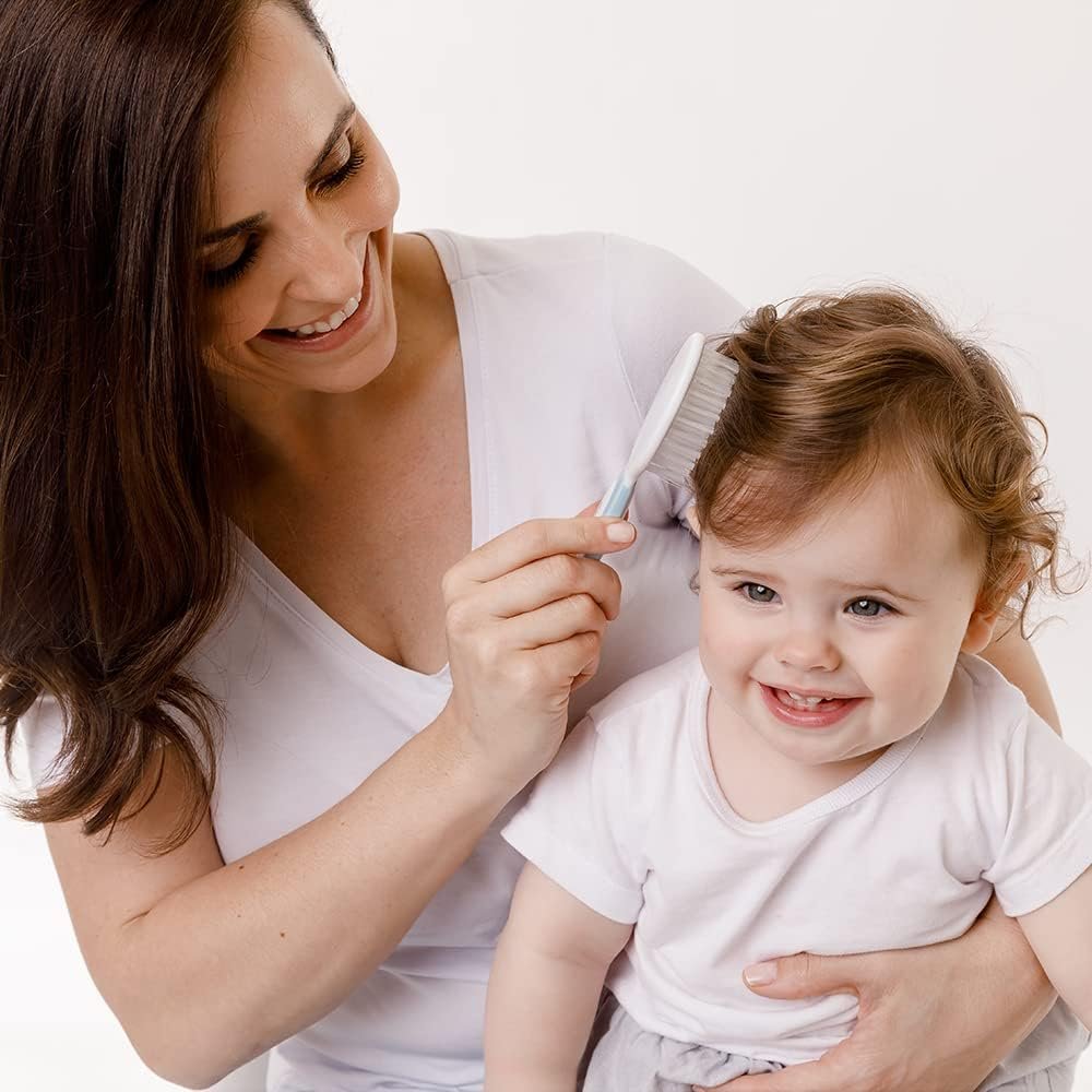 Escova e Pente de Cabelo Bebês Buba Cerdas Arredondadas:azul - 5