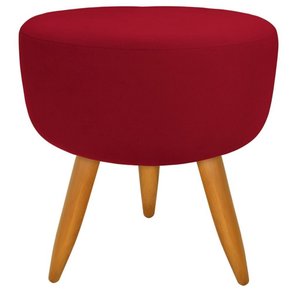 Banqueta Puff Decorativo Redondo Pé Palito Vermelho