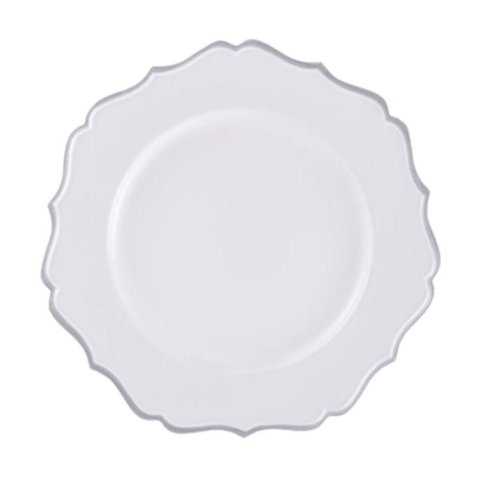 Sousplat em Polipropileno 33cm Rafimex Branco e Prateado