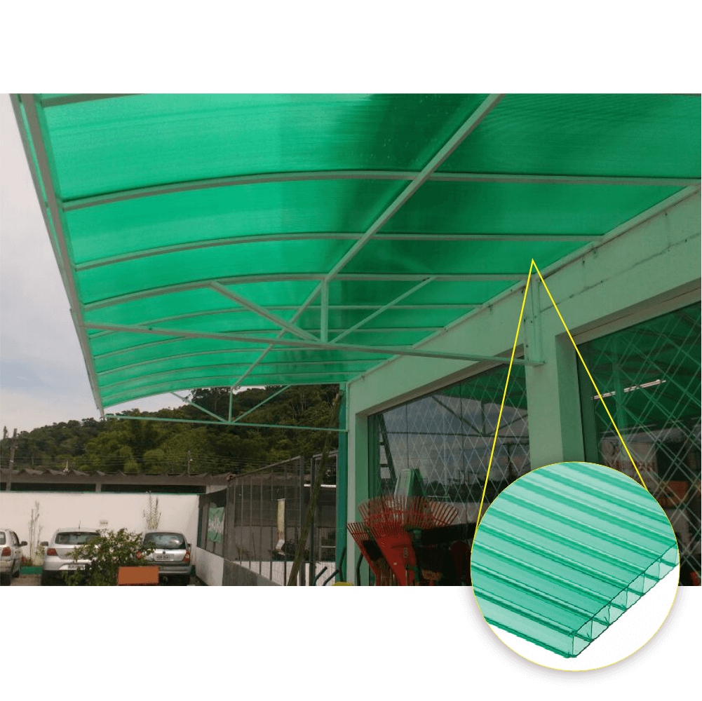Chapa de Policarbonato Alveolar Verde 6mm - 1,05m X 2,00m - Importado - 4