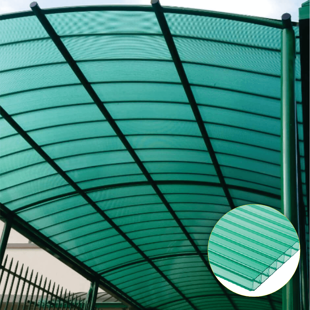Chapa de Policarbonato Alveolar Verde 6mm - 1,05m X 2,00m - Importado - 2