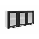 Ver imagem 1 de Armário Aéreo P- Cozinha Múltipla 6010 3 Portas C- Vidro 105cm Branco-preto - Bertolini